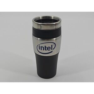 Intel Heron Cove Merrimack NH Stainless Steel Travel Mug Black Silver Tumbler